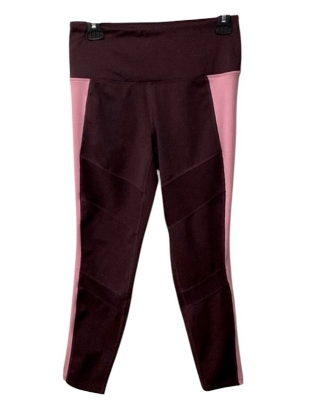 Tangerine Maroon and Pink Colorblock High-Waist Leggings